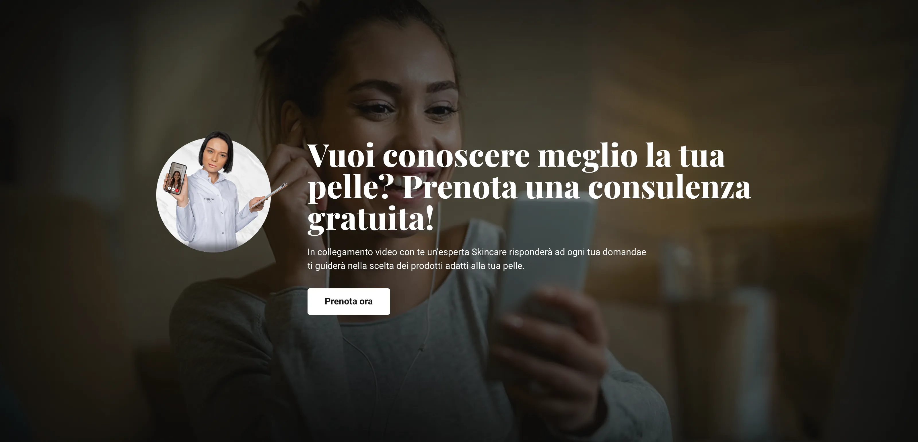 Banner della consulenza gratuita in videochiamata con l'esperta skincare